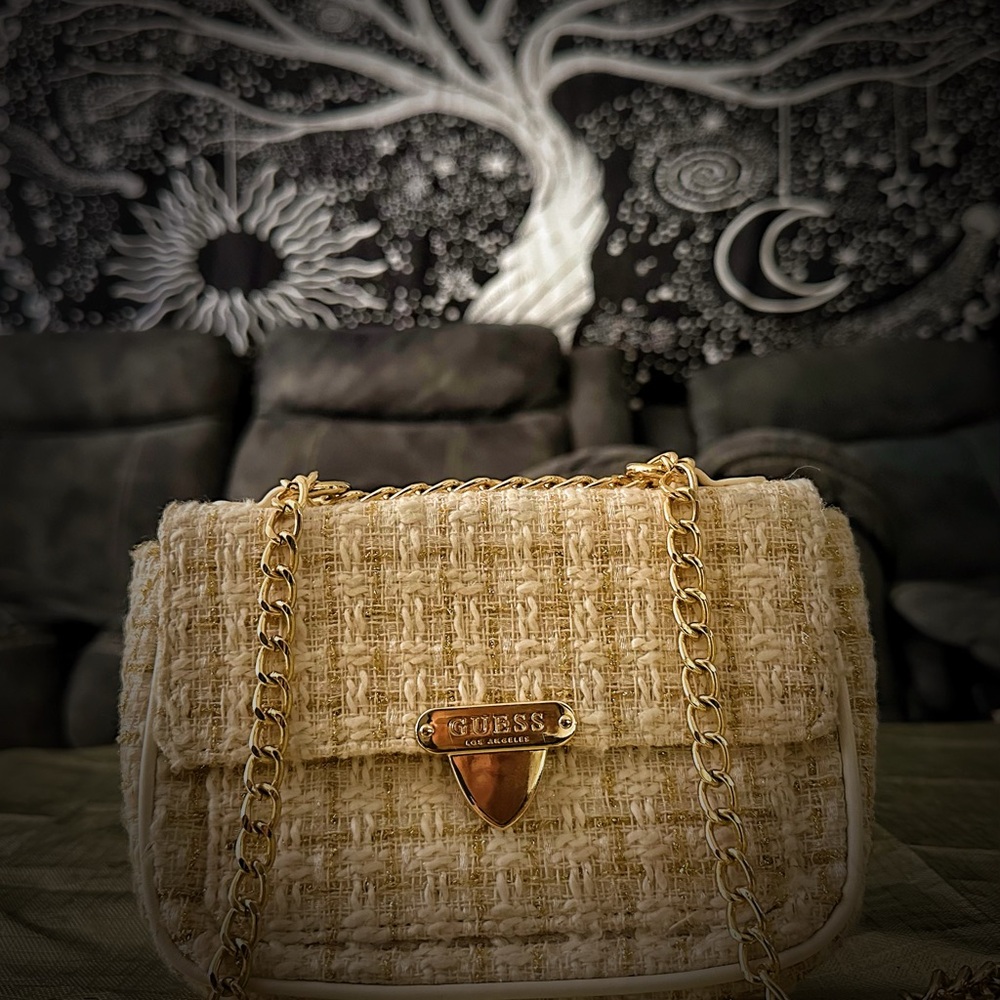 Guess Beige Tweed Crossbody Bag - Picture 7 of 10